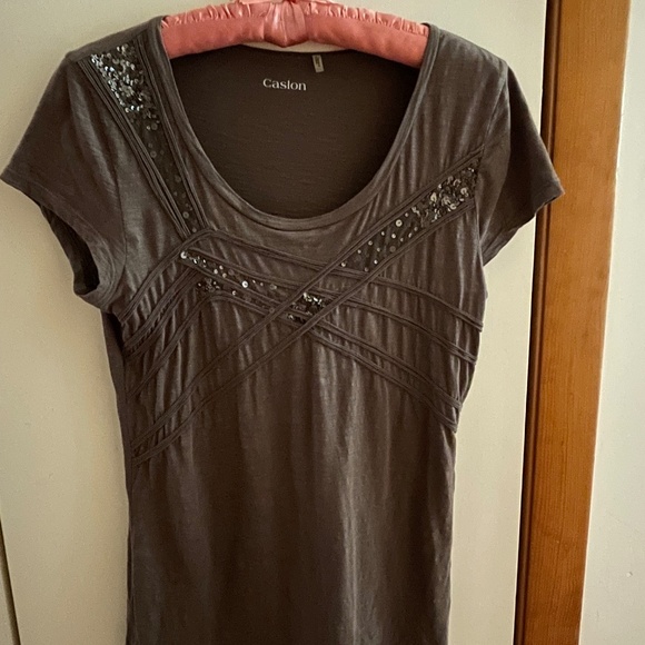 Caslon women’s light brown sequined top - Picture 1 of 3
